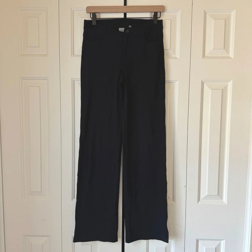 Athleta Black Wide Leg Trousers Stretch Work Travel Pants Size 2 RN 54023